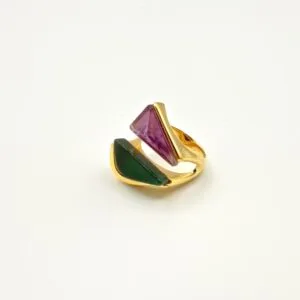 Anel Duo Verde e Violeta