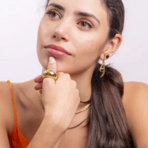 Anel Luxo Cravejado Dourado