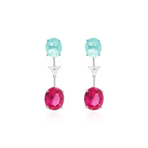 Brinco Três Brilhos Pink