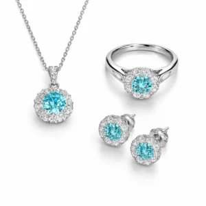 Conjunto Azul Moissanit Dimond